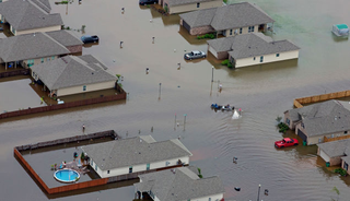 An aerial photo of Hammond, Louisiana during a bout of record floods in August. Photo: AP